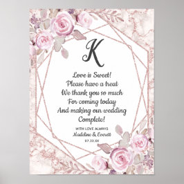 Blush Marble Geometric Love is Sweet Treat Table Poster