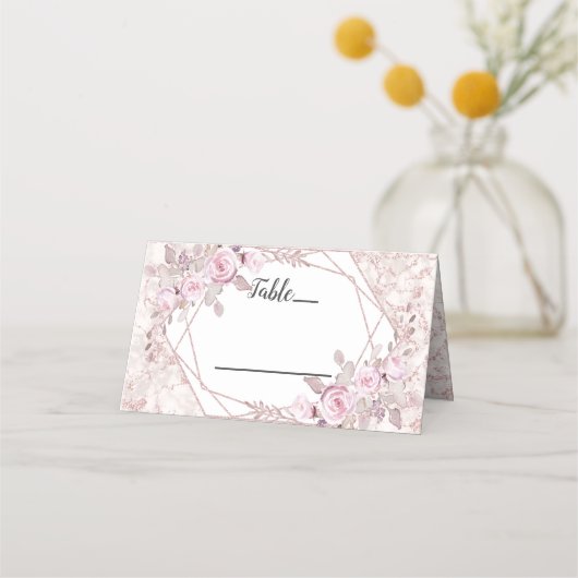 Blush Marble Geometrisch Lijst Zittafel Nummer Plaatskaartje (Voorkant)