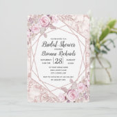 Blush Marble Geometrische Bridal Douche Uitnodigin Kaart (Staand voorkant)