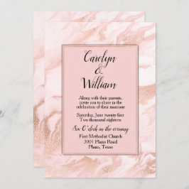 Blush Marged Wedding Invitation Kaart