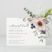 Blush marine Anemone Floral Rehearsal Dinner Invit Bedankkaart (Staand voorkant)