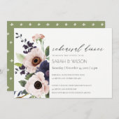 Blush marine Anemone Floral Rehearsal Dinner Invit Bedankkaart (Voorkant / Achterkant)