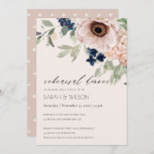 Blush marine Anemone Floral Rehearsal Dinner Invit Bedankkaart (Voorkant / Achterkant)