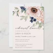 Blush marine Anemone Floral Rehearsal Dinner Invit