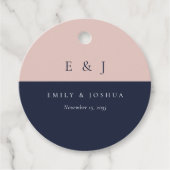 Blush marine blauw moderne bruiloft bedankjes labels (Voorkant)