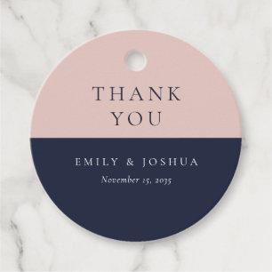 Blush marine blauw moderne bruiloft bedankjes labels