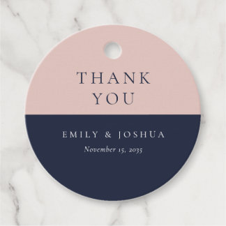 Blush marine blauw moderne bruiloft bedankjes labels