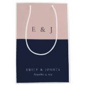 Blush marine blauw moderne bruiloft medium cadeauzakje (Voorkant)