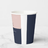 Blush marine blauw moderne bruiloft papieren bekers (Links)