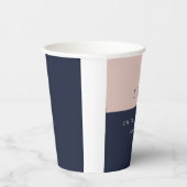Blush marine blauw moderne bruiloft papieren bekers (Rechts)