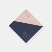 Blush marine blauw moderne bruiloft servet (Hoek)