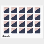 Blush marine blauw moderne bruiloft vierkante sticker (Vel)