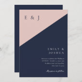 Blush marine blauw moderne QR-code foto bruiloft Kaart (Voorkant / Achterkant)