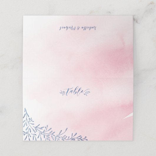 Blush marine kalligrafie rustieke trouwplaats kaar plaatskaartje (Buitenkant ongevouwen)
