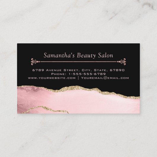 Blush marmer Agate make up Artist Hair Salon Visitekaartje (Achterkant)