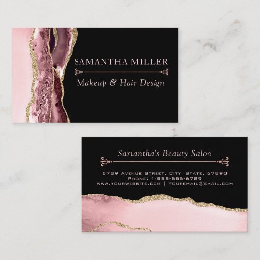Blush marmer Agate make up Artist Hair Salon Visitekaartje (Voorkant / Achterkant)