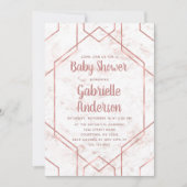 Blush Marmer en Roos Goud Baby shower Invitation Kaart (Voorkant)