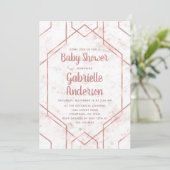 Blush Marmer en Roos Goud Baby shower Invitation Kaart (Staand voorkant)