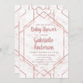 Blush Marmer en Roos Goud Baby shower Invitation Kaart (Voorkant / Achterkant)