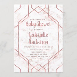 Blush Marmer en Roos Goud Baby shower Invitation Kaart