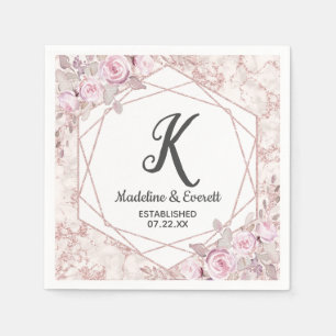 Blush Marmer Geometrisch Bloemstuk Bruiloft Servet
