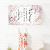 Blush Marmer Geometrisch Frame Trouw Welkom Spandoek (Insitu)