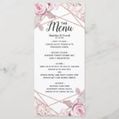 Blush Marmer Geometrisch Lijst Bloemen Bruiloft Me Menu (Voorkant)