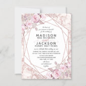 Blush Marmer Geometrisch Lijst Bruiloft Uitnodigin Magnetische Uitnodiging (Voorkant)