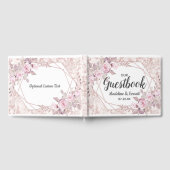 Blush Marmer Geometrische Bloemen Bruiloft Monogra Gastenboek (Volledig)