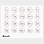 Blush Marmer Geometrische Bloemen Monogram Liefde Ronde Sticker (Vel)