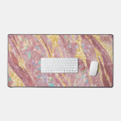 Blush Marmer Opaal & Goud Glitter Monogram Leuk Bureaumat (Keyboard & Muis)