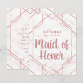 Blush Marmer Roos Goud Maid of Honor Voorstel Kaart (Voorkant / Achterkant)