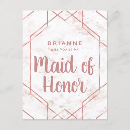 Blush Marmer Roos Goud Maid of Honor Voorstel Kaart