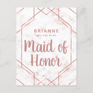 Blush Marmer Roos Goud Maid of Honor Voorstel Kaart