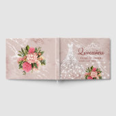 Blush marmeren sparkle diamanten jurk quinceanera gastenboek (Volledig)