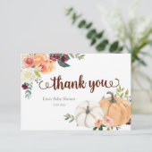 Blush Marsala Floral Pumpkin Hartelijk dank Bedankkaart (Staand voorkant)