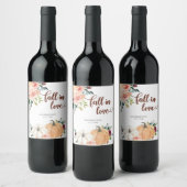 Blush Marsala Floral Pumpkin Wine Label Wijn Etiket (Flessen)