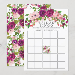 Blush Marsala Floral Vrijgezellenfeest Bingo Game Kaart