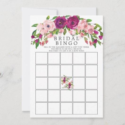 Blush Marsala Floral Vrijgezellenfeest Bingo spel Kaart (Voorkant)