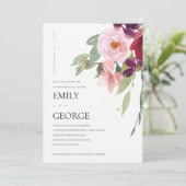 BLUSH MARSALA PINK ROSE FLORAL COUPLE SHOWER KAART (Staand voorkant)