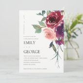 BLUSH MARSALA PINK ROSE FLORAL COUPLE SHOWER KAART (Staand voorkant)