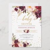 Blush marsala roze bloemengoud boho baby shower kaart (Voorkant)