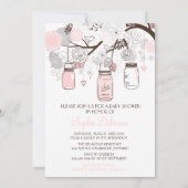 Blush Mason Jars Floral Baby shower Invitation Kaart (Achterkant)