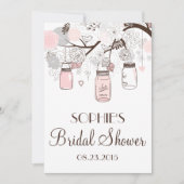 Blush Mason Jars Floral Bridal Shower Kaart (Voorkant)