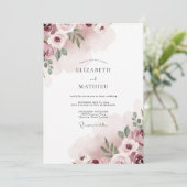 Blush Mauve Bloemblad Bruiloft Kaart (Staand voorkant)