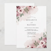 Blush Mauve Bloemblad Bruiloft Kaart (Voorkant / Achterkant)