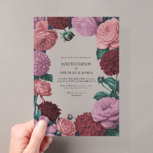 Blush Mauve, Peach Blossom & Rosewood Fluwelen Acryl Uitnodigingen