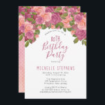 Blush Mauve Waterverf Floral 80th Birthday Party Kaart<br><div class="desc">Viel uw verjaardag in unieke stijl met dit moderne,  levendig gekleurde,  botanische ontwerp van de waterverf in tinten van stomp roze en bruin met de achtergrond van de waterverf floral and waterverf polka stip van de Holiday Hearts Design (rechten voorbehouden).</div>