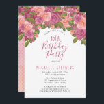 Blush Mauve Waterverf Floral 80th Birthday Party Kaart<br><div class="desc">Viel uw verjaardag in unieke stijl met dit moderne,  levendig gekleurde,  botanische ontwerp van de waterverf in tinten van stomp roze en bruin met de achtergrond van de waterverf floral and waterverf polka stip van de Holiday Hearts Design (rechten voorbehouden).</div>