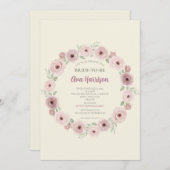 Blush Mauve Wild Roos Bruids Douche Uitnodiging (Voorkant / Achterkant)